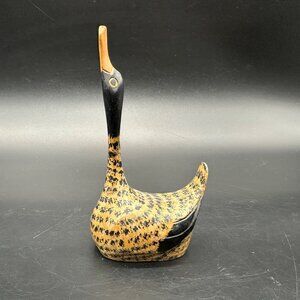 Hand Carved Wooden Duck Figurine Long Neck Ring Holder Rustic Decor Chile 2007